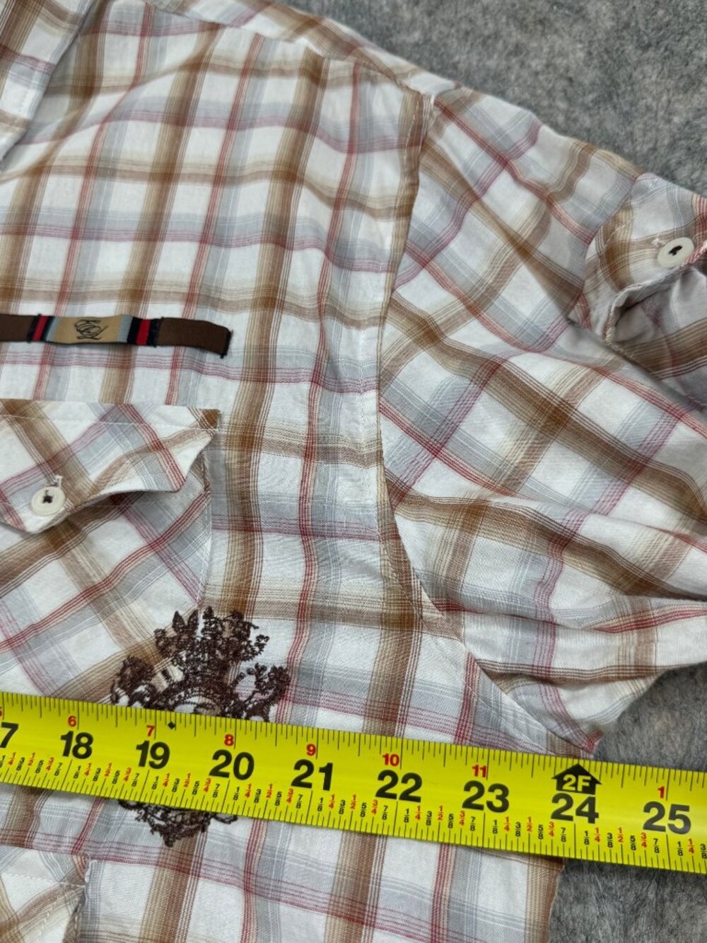 Vintage English Laundry Mens Plaid Shirt French Cuff Embroidered Sz XXL Cotton - Picture 5 of 16